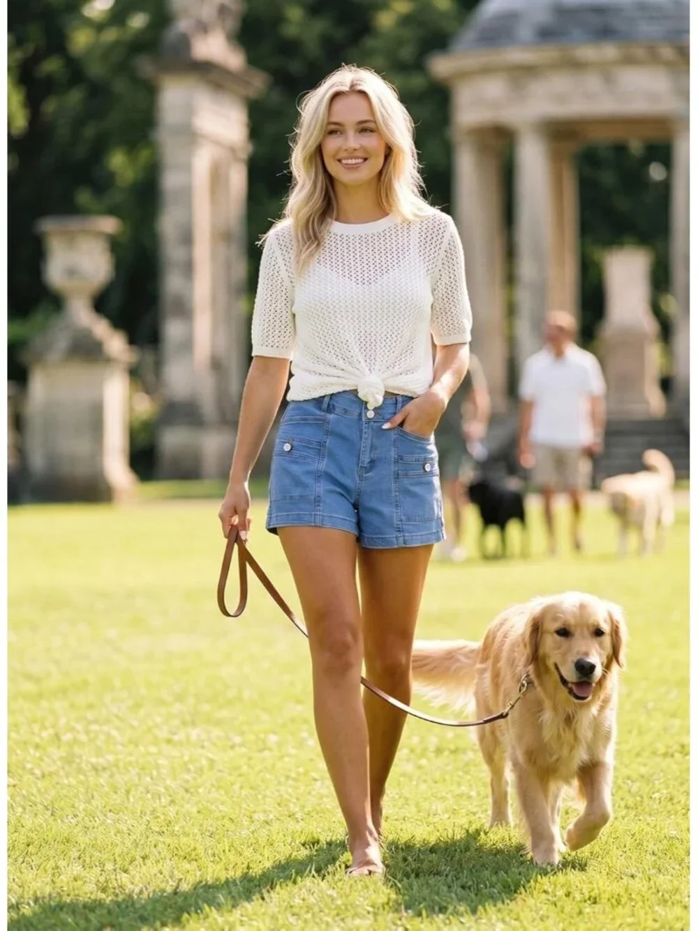 Women's Dusk Blue High Waisted Stretchy Shorts Double Button Denim Jean Shorts